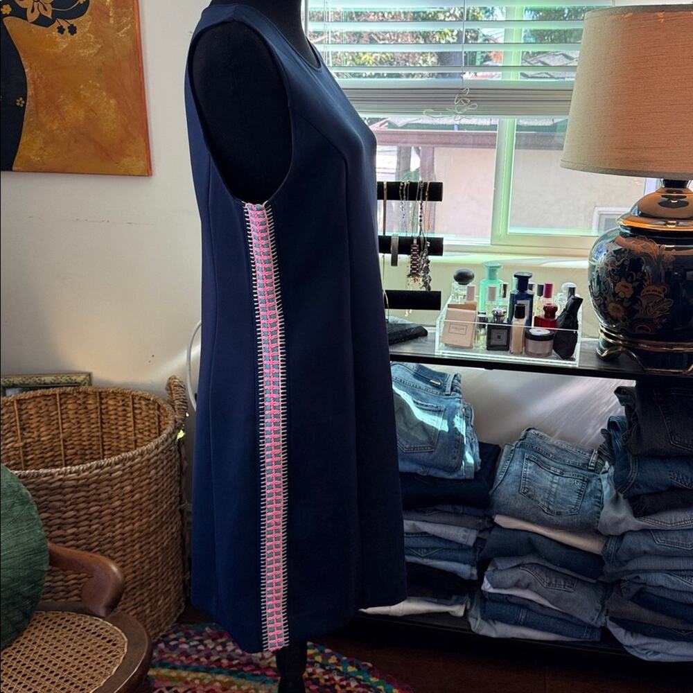 Lilly Pulitzer True Navy Mila Neoprene Scuba Classic Shift Dress - Picture 3 of 5